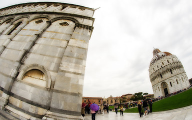 Image showing Cathedral, Baptistery and Tower of Pisa in Miracle square