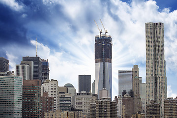 Image showing Cloudy Sky above New York City Buildings