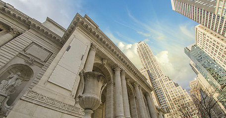 Image showing Cloudy Sky above New York City Skyscrapers