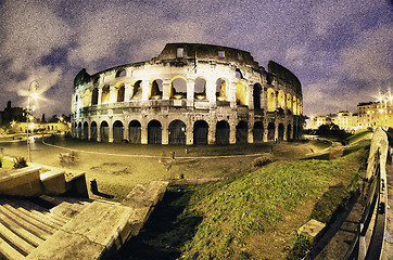 Image showing Colors of Colosseum at Night in Rome