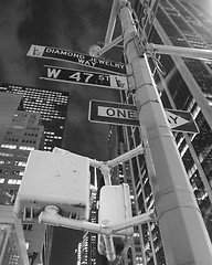 Image showing New York City Street Signs at Night