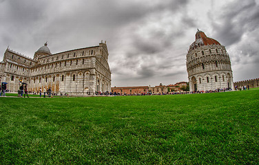 Image showing Famous view of the landmarks of Pisa including the Leaning Tower