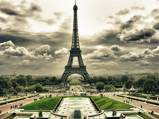 Image showing Clouds over Eiffel Tower in Paris