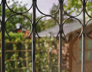 Image showing Courtyard and Garden seen from a Window with Grate