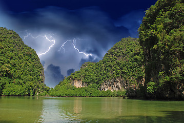 Image showing Vegetation over Giant Thailand Rocks