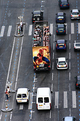 Image showing Urban traffic in Paris view from the arc de triomphe