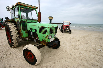 Image showing Tractor on a beach