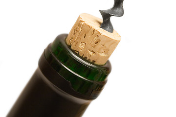 Image showing Uncorking a Wine Bottle (Close View)