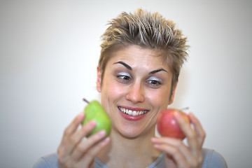 Image showing woman pear and apple