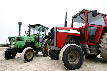 Image showing Tractor on a beach