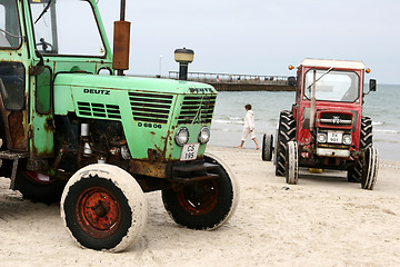 Image showing Tractor on a beach