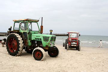 Image showing Tractor on a beach