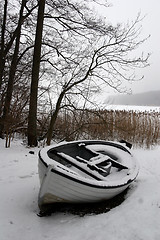 Image showing foggy winter boat