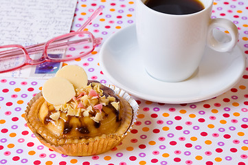 Image showing Postcard and cake