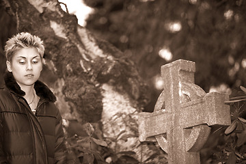 Image showing woman and cross 