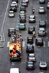 Image showing Urban traffic in Paris view from the arc de triomphe