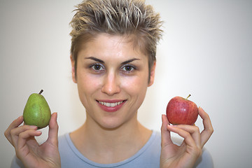 Image showing woman pear and apple