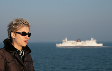 Image showing woman on ferry