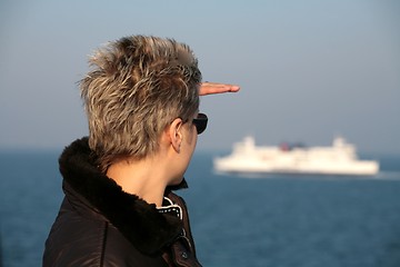 Image showing woman on ferry