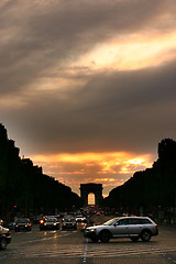 Image showing Urban traffic in Paris view from the arc de triomphe