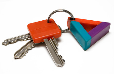 Image showing Bunch of Keys w/ Colorful Tag