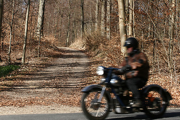 Image showing danish landscape and motorbike