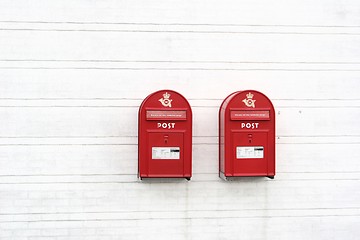 Image showing red post boxes