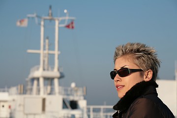 Image showing woman on ferry