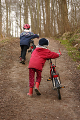 Image showing children with bike