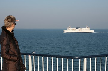 Image showing woman on ferry