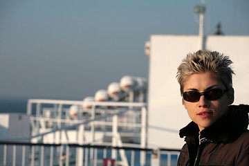 Image showing woman on ferry