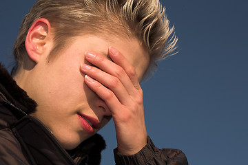 Image showing sad woman outdoor 