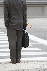 Image showing buisiness man waiting at crosswalk