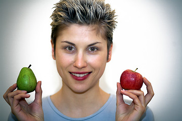 Image showing woman pear and apple