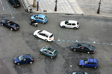 Image showing Urban traffic in Paris view from the arc de triomphe
