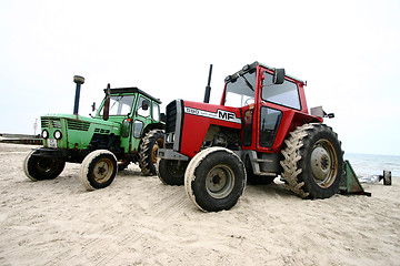 Image showing Tractor on a beach