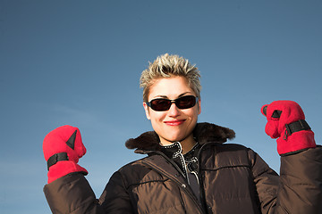 Image showing woman with red gloves