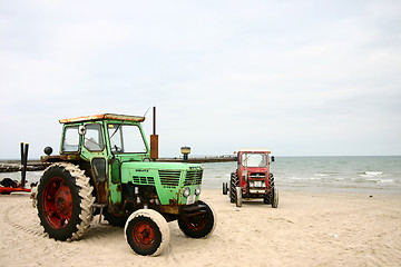 Image showing Tractor on a beach