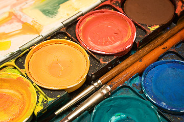 Image showing Box of  Watercolors (Close View)