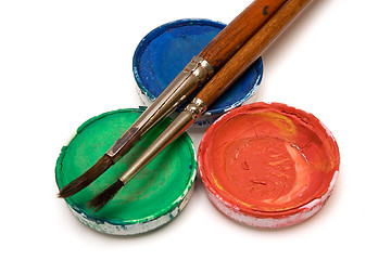 Image showing RGB watercolors w/ Paintbrushes