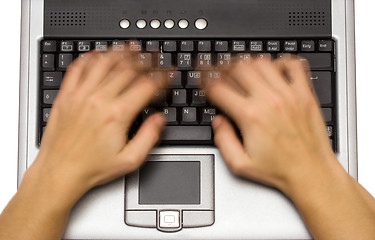 Image showing Typing on Laptop (Top View)