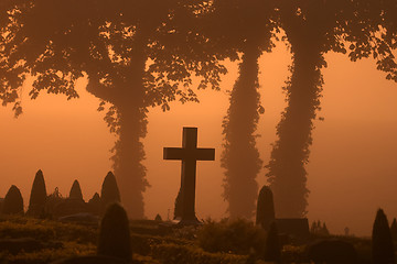 Image showing foggy cemetary