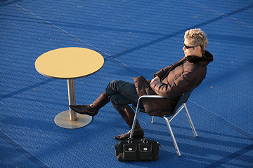 Image showing woman on ferry