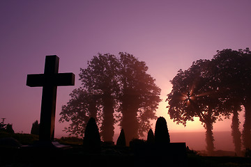 Image showing foggy cemetary