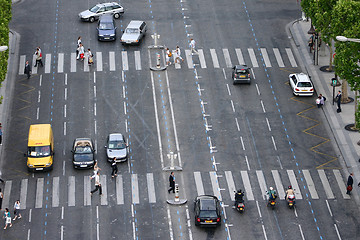 Image showing Urban traffic in Paris view from the arc de triomphe