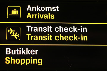 Image showing Airport signs in Copenhagen