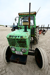 Image showing Tractor on a beach