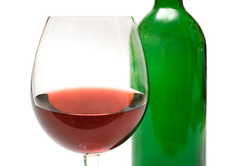 Image showing Wine Glass w/ Background Bottle