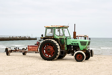 Image showing Tractor on a beach