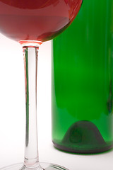 Image showing Wine Glass and Wine Bottle (Close View)